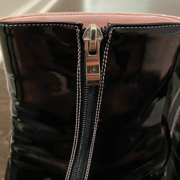 Contrast Pink + Black Pointed Heeled Booties - Picture 8 of 8